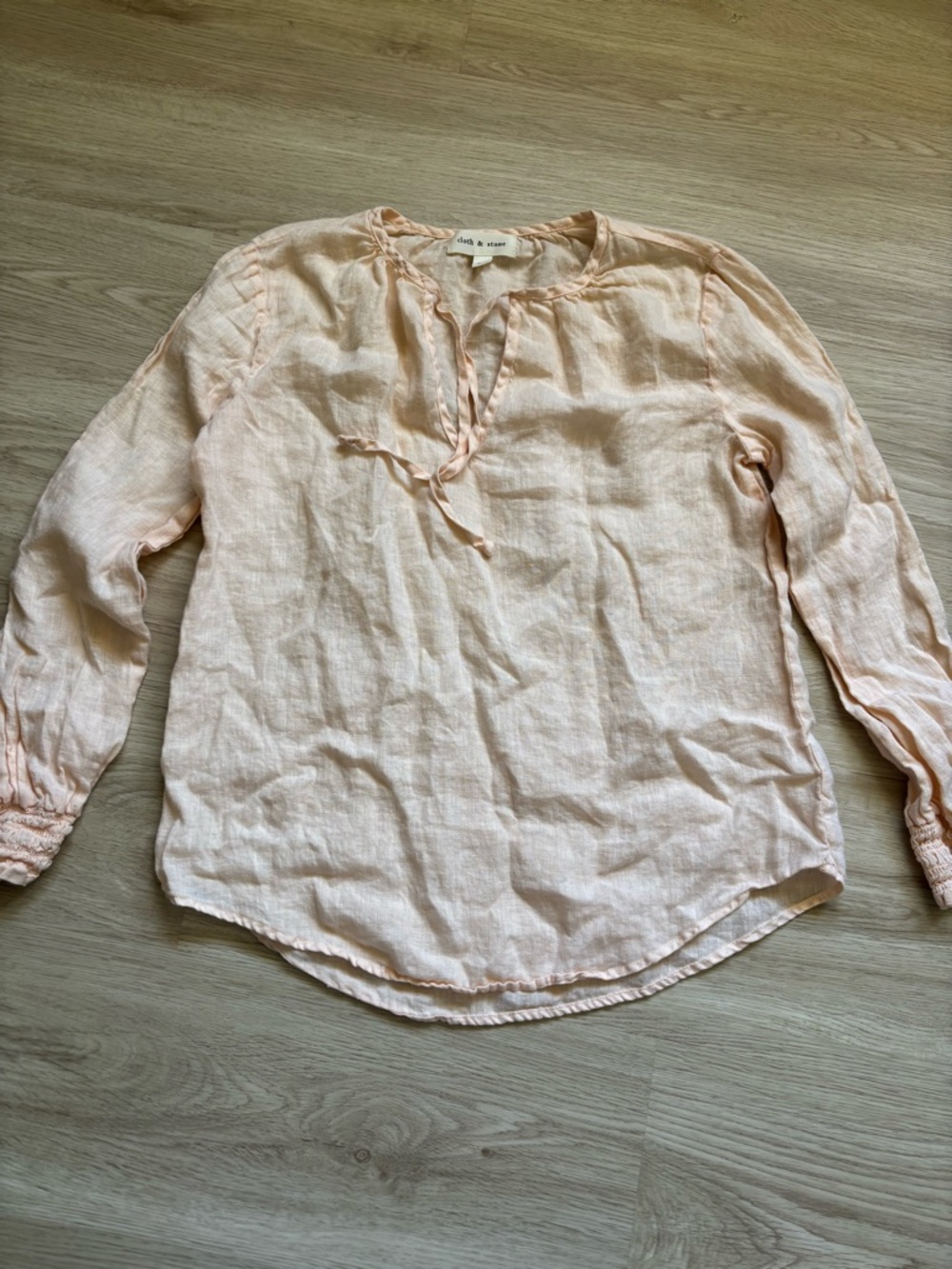 cloth & stone Peach Tie-Neck Linen Blouse